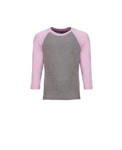 Next Level NL3352 - Youth CVC 3/4 Sleeve Raglan Tee Lilac/ Dark Heather Gray