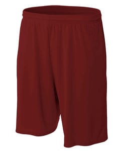 A4 A4N5338 - Adult 9" Cooling Performance with Side Pockets Short Maroon