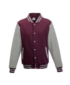 AWDis JHA043 - JUST HOODS by Adult Letterman Jacket Burgundy / Heather Grey