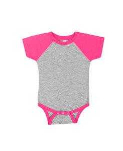 Rabbit Skins LA4430 - Infant Baseball Fine Jersey Bodysuit Vintage Heather/Hot Pink