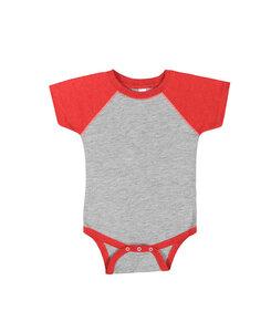 Rabbit Skins LA4430 - Infant Baseball Fine Jersey Bodysuit Vintage Heather/Red
