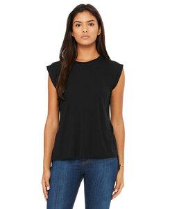 BELLA+CANVAS B8804 - Women's Flowy Muscle Tee with Rolled Cuff Black
