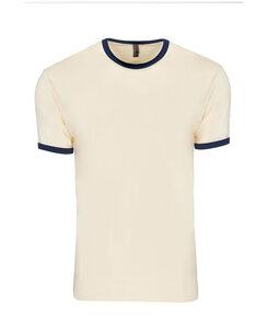 Next Level NL3604 - Men's Premium Fitted Cotton Ringer Tee Natural/ Midnight Navy