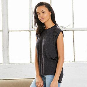 Bella+Canvas B8804 - WOMEN'S FLOWY MUSCLE TEE WITH ROLLED CUFF Black