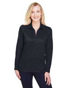 Devon & Jones DG20LW - Ladies CrownLux Performance Plaited Long-Sleeve Polo Black