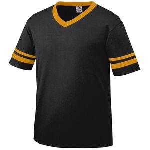 Augusta Sportswear 360 - V-Neck Jersey with Striped Sleeves Black/Gold