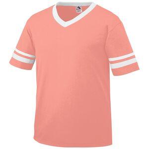 Augusta Sportswear 360 - V-Neck Jersey with Striped Sleeves Coral/White