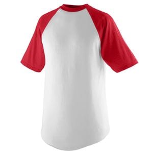 Augusta Sportswear 424 - Youth Short Sleeve Baseball Jersey White/Red