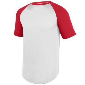 Augusta Sportswear 1508 - Wicking Short Sleeve Baseball Jersey White/Red