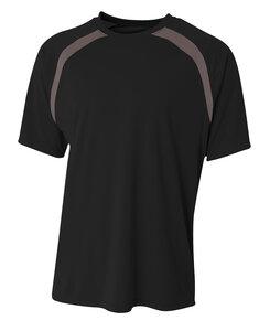 A4 A4NB3001 - Youth Spartan Short Sleeve Color Block Crew Scarlet/Graphite