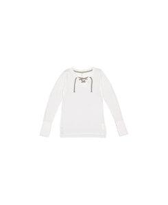 LAT Apparel LA3538 - LAT Ladies' Long Sleeve Lace-Up Fine Jersey Tee Blended White/ Titanium