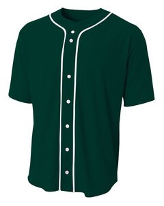 A4 NB4184 - Youth Short Sleeve Full Button Baseball Jersey Forest Green