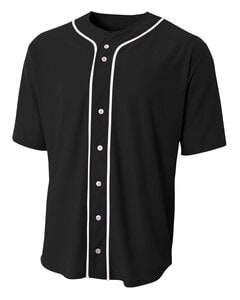 A4 NB4184 - Youth Short Sleeve Full Button Baseball Jersey Black