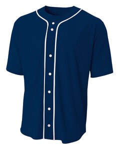 A4 NB4184 - Youth Short Sleeve Full Button Baseball Jersey Navy