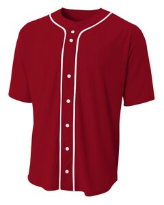 A4 NB4184 - Youth Short Sleeve Full Button Baseball Jersey Cardinal