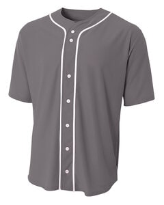 A4 NB4184 - Youth Short Sleeve Full Button Baseball Jersey Graphite