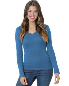 Bayside BA3415 - Youth Long-Sleeve V-Neck T-Shirt Heather Royal