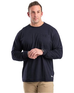 Berne BSM39 - Unisex Performance Long-Sleeve Pocket T-Shirt Navy