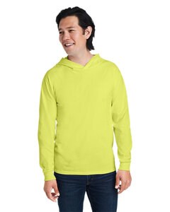 Fruit of the Loom 4930LSH - Men's HD Cotton Jersey Hooded T-Shirt Safety Green