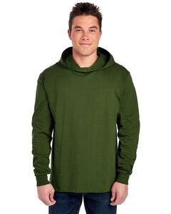 Fruit of the Loom 4930LSH - Men's HD Cotton Jersey Hooded T-Shirt Military Green