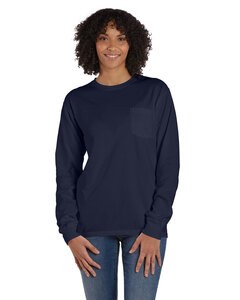 ComfortWash by Hanes GDH250 - Unisex Garment-Dyed Long-Sleeve T-Shirt with Pocket Navy