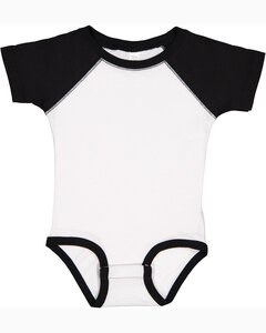 Rabbit Skins RS4430 - Infant Baseball Bodysuit White/Black