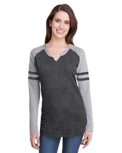 LAT 3534 - Ladies Gameday Mash-Up Long Sleeve Fine Jersey T-Shirt V Sm/V Ht/V Sm
