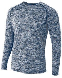 A4 N3305 - Adult Space Dye Long Sleeve Raglan T-Shirt Navy