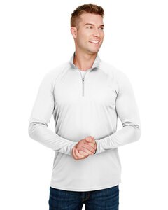 A4 N4268 - Adult Daily Polyester Quarter-Zip White