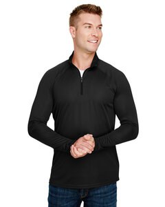 A4 N4268 - Adult Daily Polyester Quarter-Zip Black