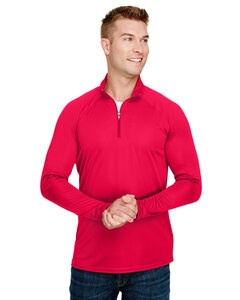A4 N4268 - Adult Daily Polyester Quarter-Zip Scarlet