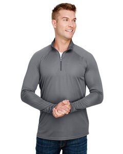 A4 N4268 - Adult Daily Polyester Quarter-Zip Graphite
