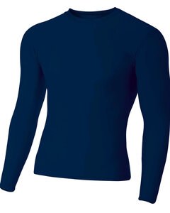A4 NB3133 - Youth Long Sleeve Compression Crewneck T-Shirt Navy