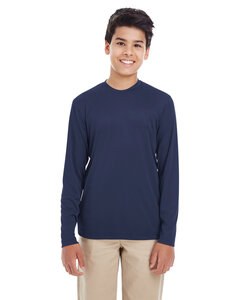 UltraClub 8622Y - Youth Cool & Dry Performance Long-Sleeve Top Navy