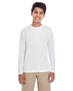 UltraClub 8622Y - Youth Cool & Dry Performance Long-Sleeve Top White