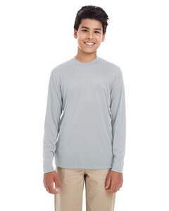 UltraClub 8622Y - Youth Cool & Dry Performance Long-Sleeve Top Grey