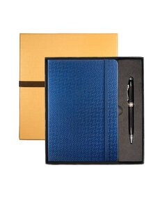 Leeman LG-9264 - Tuscany Textured Journal And Executive Stylus Pen Set Blue