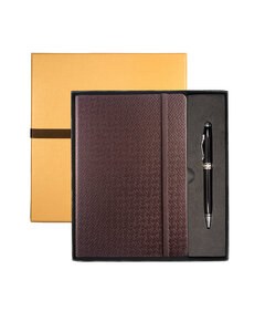 Leeman LG-9264 - Tuscany Textured Journal And Executive Stylus Pen Set Brown