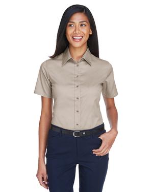 Harriton M500SW - Ladies Easy Blend Short-Sleeve Twill Shirt with Stain-Release